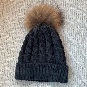 Dark grey knit beanie winter hat